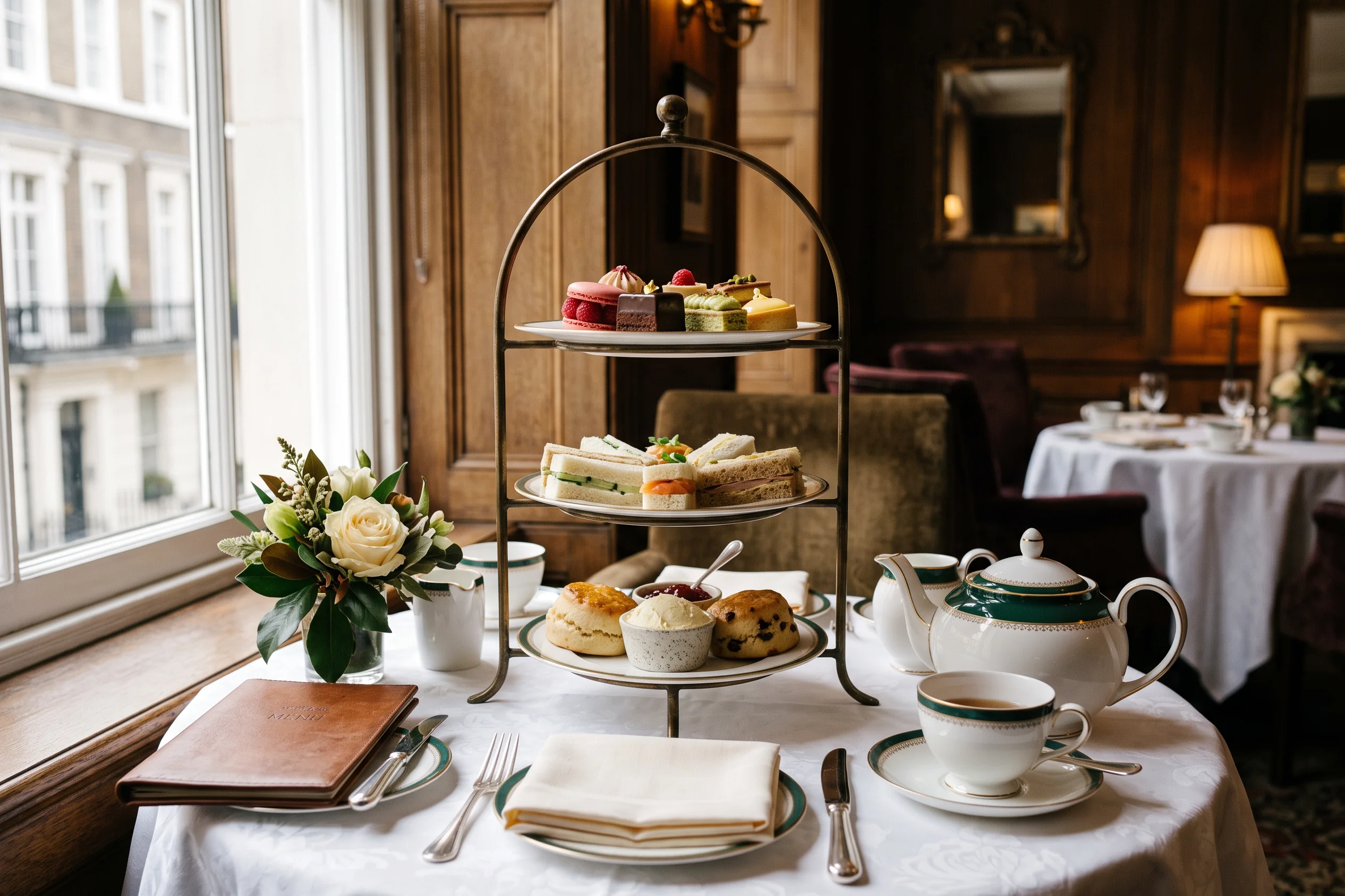 Afternoon tea stand at The Ormond, Meridian of Mayfair